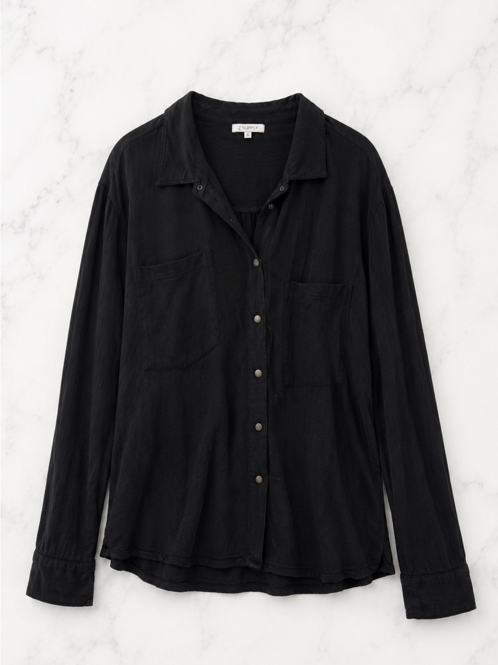 Black Relaxed Button-Up Shirt